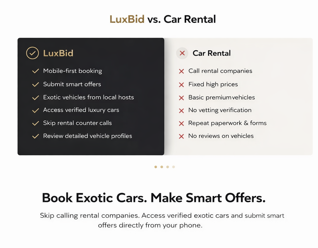 LuxBidr vs traditional car rental comparison